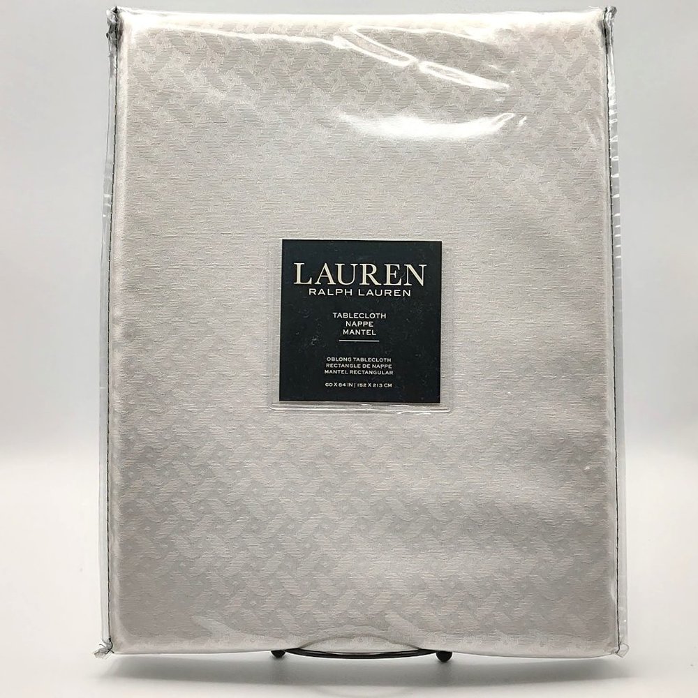 Ralph Lauren Clarendon Snow White Retangle 60" X 84" Tablecloth - New In Package